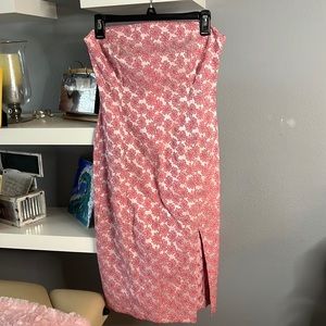 Vintage Pink Floral Strapless Mini Dress